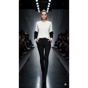 RALPH LAUREN Ivory & Black JILLAINE Oversized SWEATER PWomens XL Lagenlook